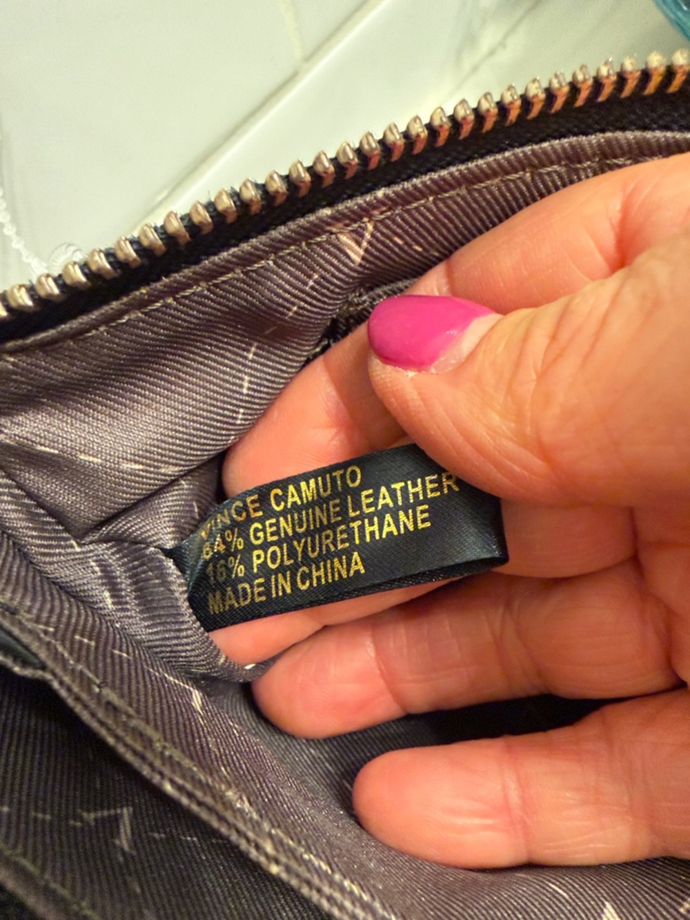 Vince Camuto Black Leather Crossbody with White Snakeskin-Print Panel - Picture 7 of 10